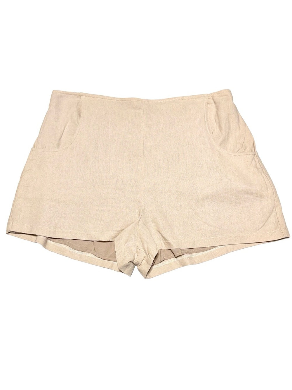 LEITH Linen Blend Beige Tailored Shorts Minimalist CBK Quiet Luxury